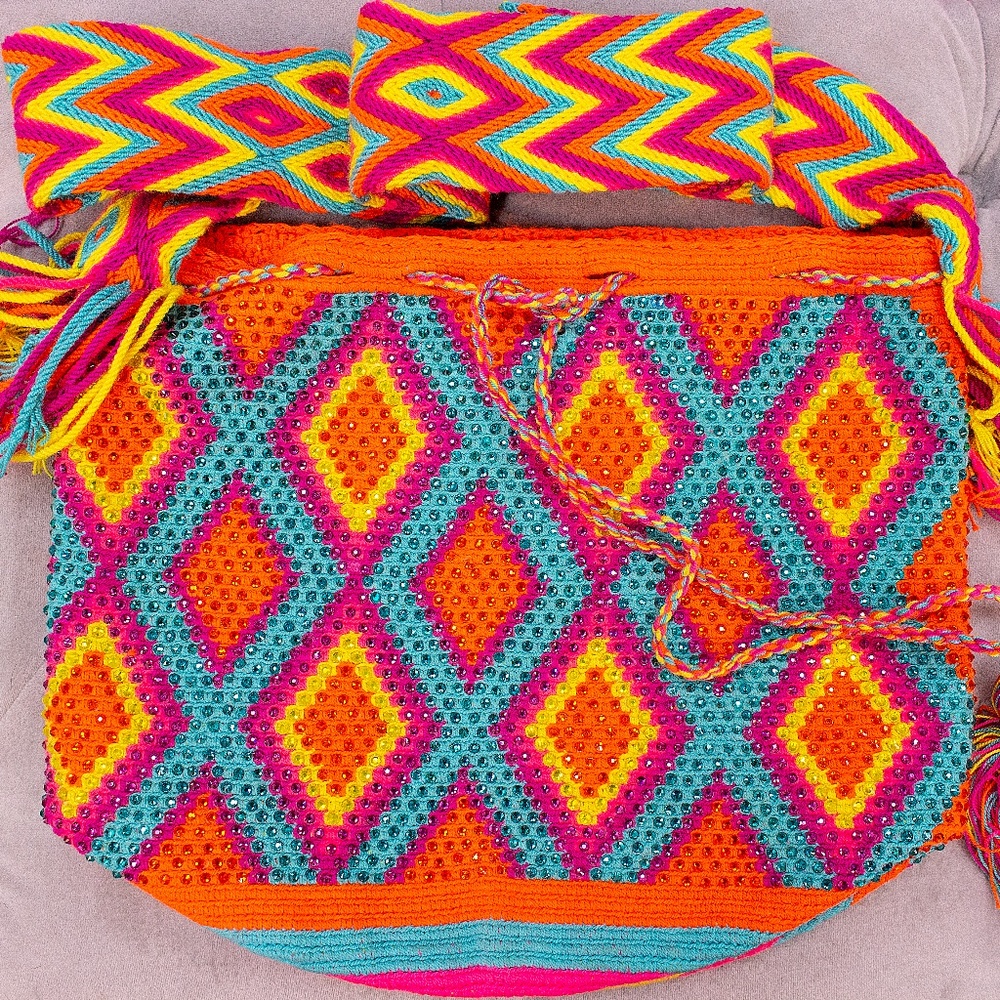 Handmade Orange Patterned Shoulder Bag